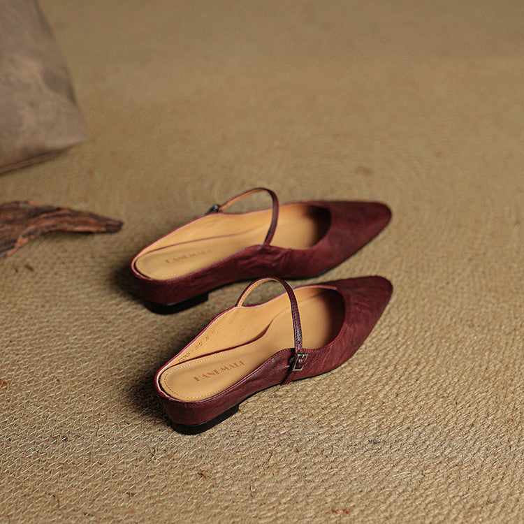 Women's Pointed Toe Strap Detail Slip-On Mule Flats