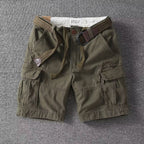 Men's Washed Utility Cargo Shorts Relaxed Fit Streetwear Bottoms