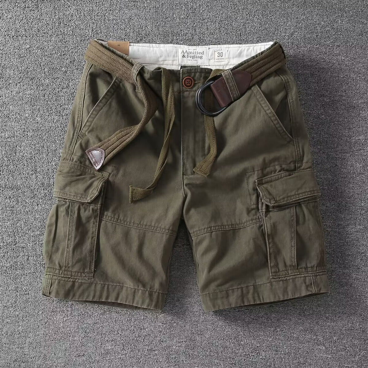 Men's Washed Utility Cargo Shorts Relaxed Fit Streetwear Bottoms