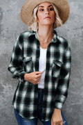 Women's Flannel Check Shirt Jacket With Pockets