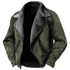 Men's Fur Lined Suede Biker Jacket Retro Winter Outerwear