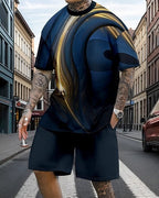 Men's Printed Oversized T Shirt and Relaxed Shorts Set