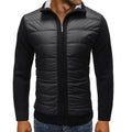 Men's Hybrid Zip Jacket with Knitted Sleeves and Padded Body - Black