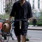 Men's Textured Oversized Co Ord Lounge Summer Shorts Set