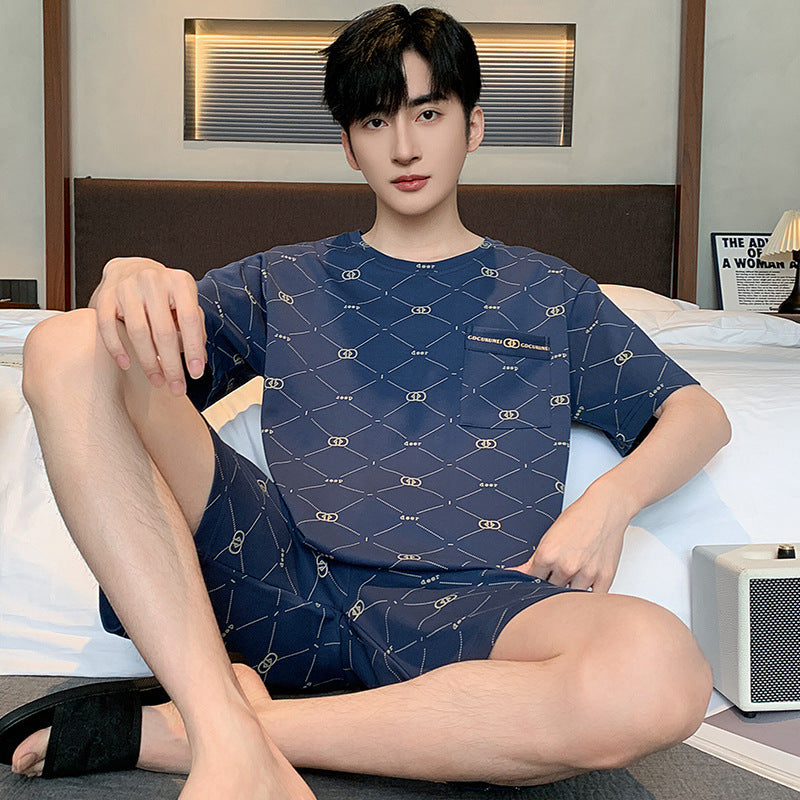 Men's Printed Cotton Lounge Shorts and Relaxed Sleepwear Set