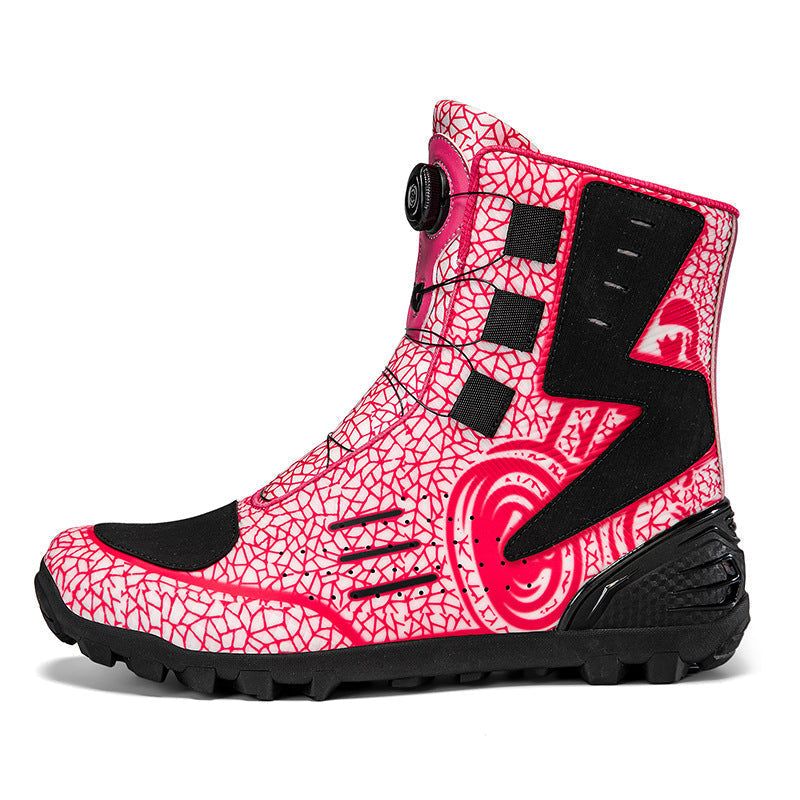 Men's High Top Printed Motorcycle Grip Touring Boots