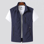 Men's Lightweight Gilet Zip Front Utility Vest Casual Layer