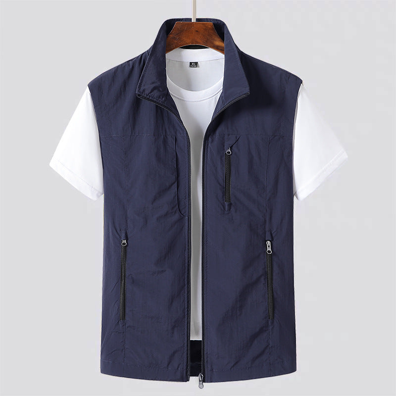 Men's Lightweight Gilet Zip Front Utility Vest Casual Layer