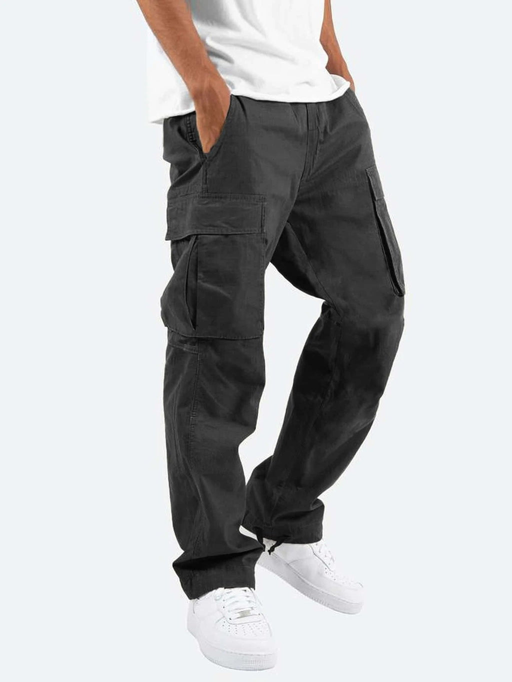 Men's Relaxed Fit Utility Cargo Trousers Casual Pants
