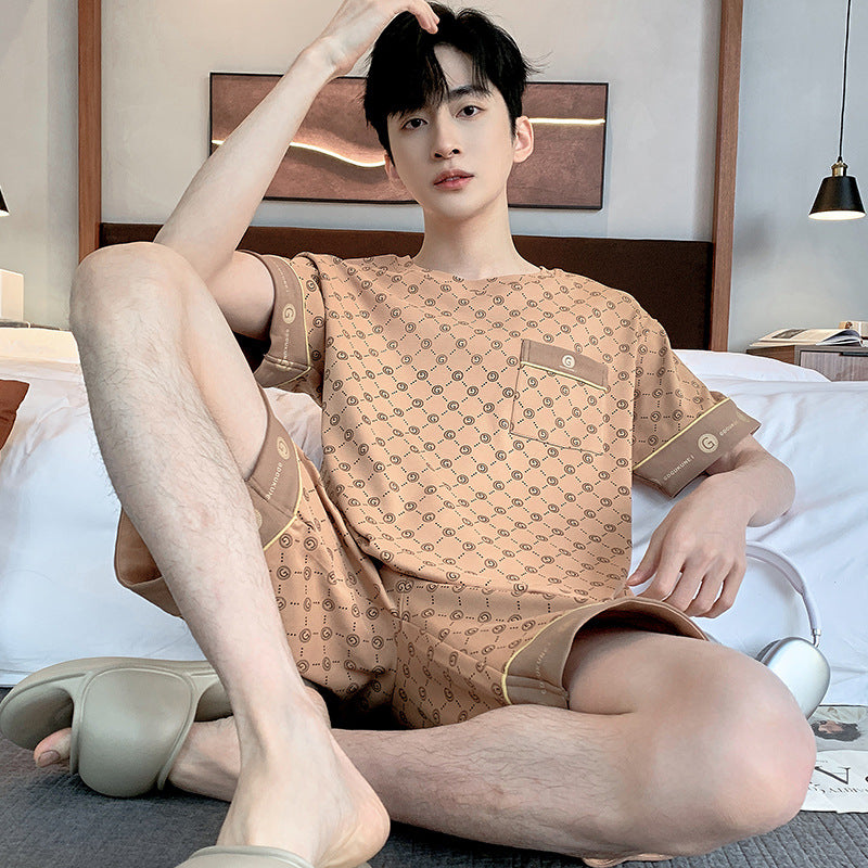 Men's Printed Cotton Lounge Shorts and Relaxed Sleepwear Set