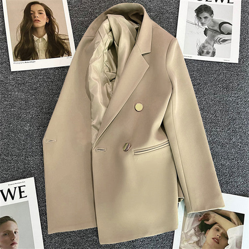 Women's Oversized Tailored Blazer Double Button Smart Jacket