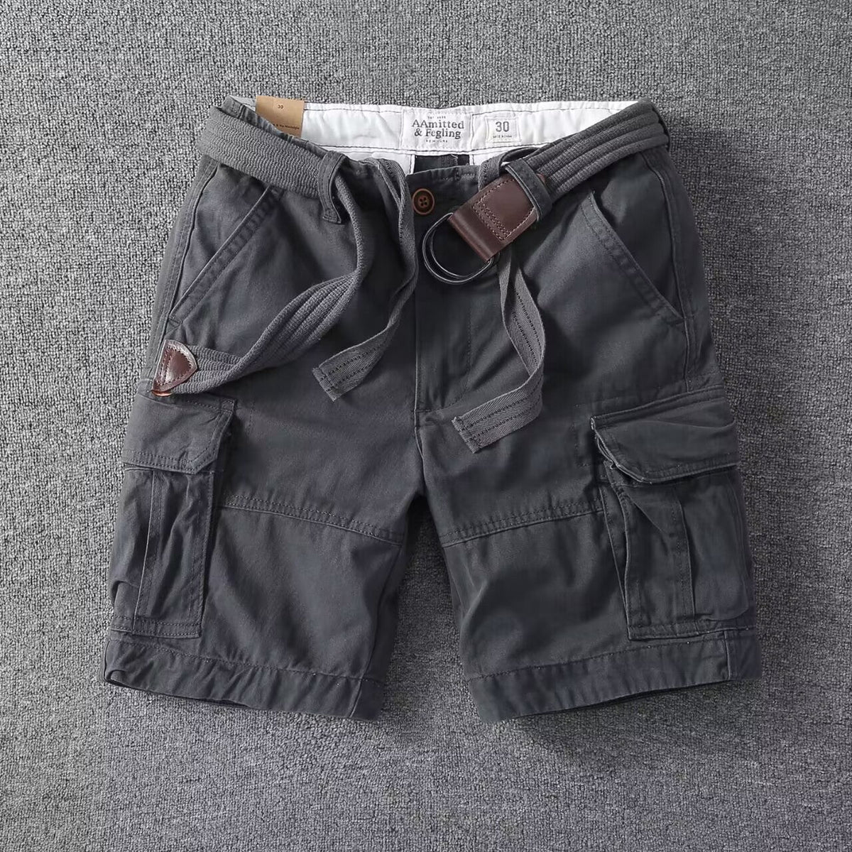 Men's Washed Utility Cargo Shorts Relaxed Fit Streetwear Bottoms