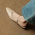 Women's Pointed Toe Strap Detail Slip-On Mule Flats