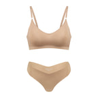 Women's Seamless Wireless V Neck Bralette Nude Loungewear