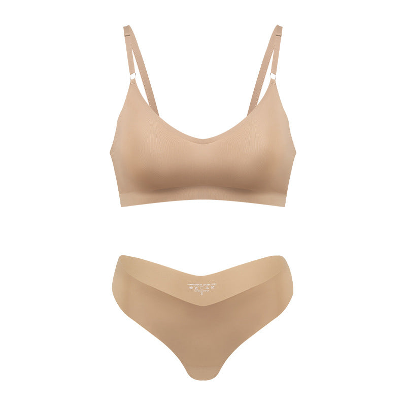 Women's Seamless Wireless V Neck Bralette Nude Loungewear