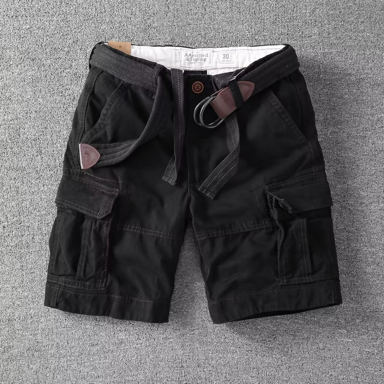 Men's Washed Utility Cargo Shorts Relaxed Fit Streetwear Bottoms