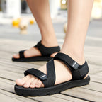 Men's Adjustable Cross Strap Hook And Loop Outdoor Sandals
