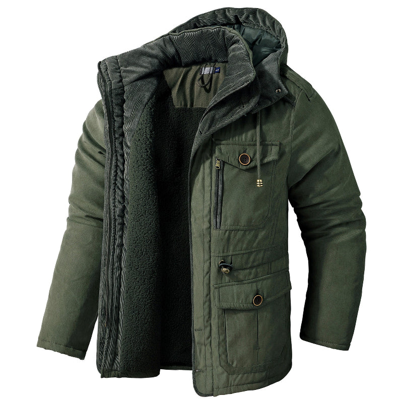 Women's Roomy Plush-Lined Parka with Drawcord Hood - Green