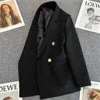 Women's Oversized Tailored Blazer Double Button Smart Jacket
