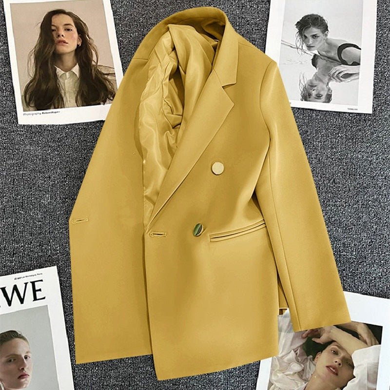 Women's Oversized Tailored Blazer Double Button Smart Jacket
