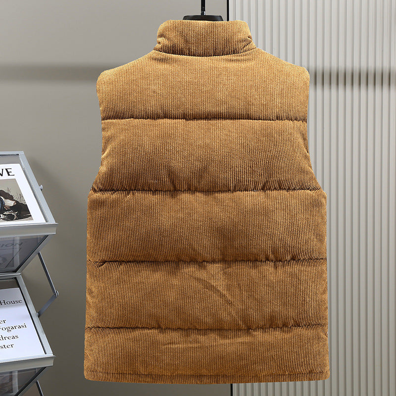 Men's Padded Corduroy Gilet High Collar Bodywarmer for Autumn