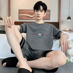 Men's Printed Cotton Lounge Shorts and Relaxed Sleepwear Set
