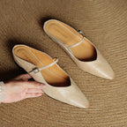 Women's Pointed Toe Strap Detail Slip-On Mule Flats