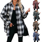 Women's Flannel Check Shirt Jacket With Pockets