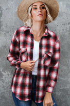 Women's Flannel Check Shirt Jacket With Pockets