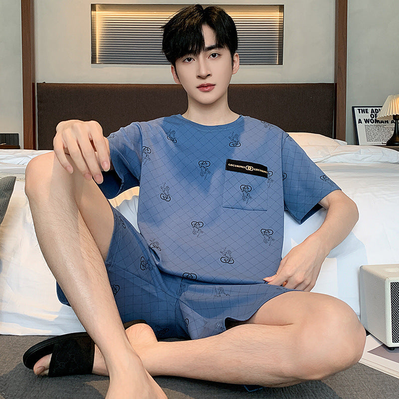 Men's Printed Cotton Lounge Shorts and Relaxed Sleepwear Set