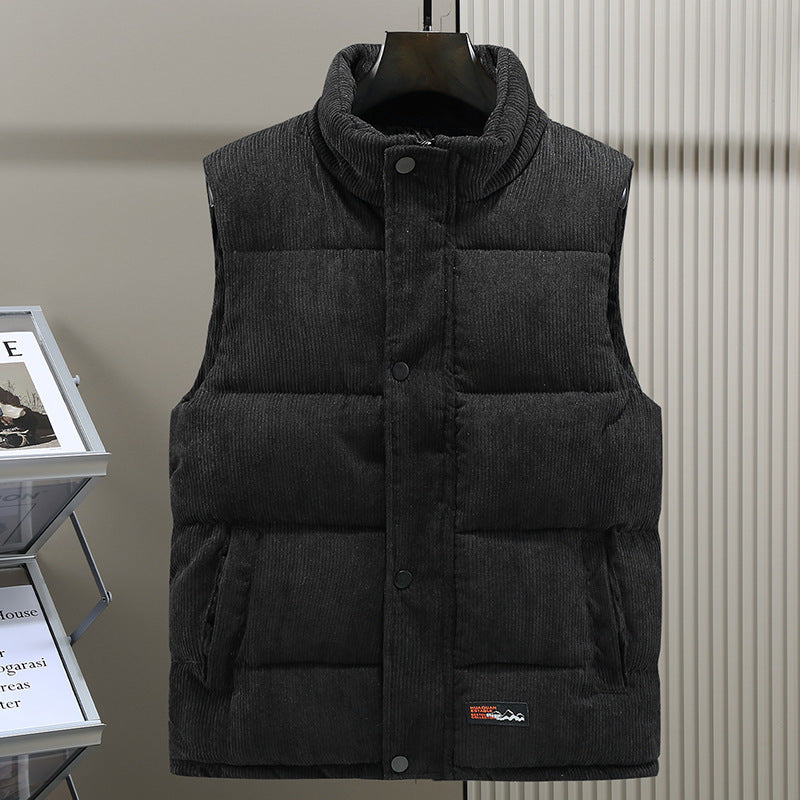 Men's Padded Corduroy Gilet High Collar Bodywarmer for Autumn