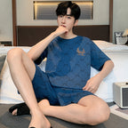 Men's Printed Cotton Lounge Shorts and Relaxed Sleepwear Set