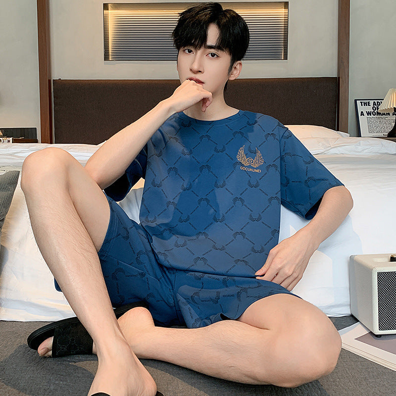 Men's Printed Cotton Lounge Shorts and Relaxed Sleepwear Set