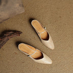 Women's Pointed Toe Strap Detail Slip-On Mule Flats