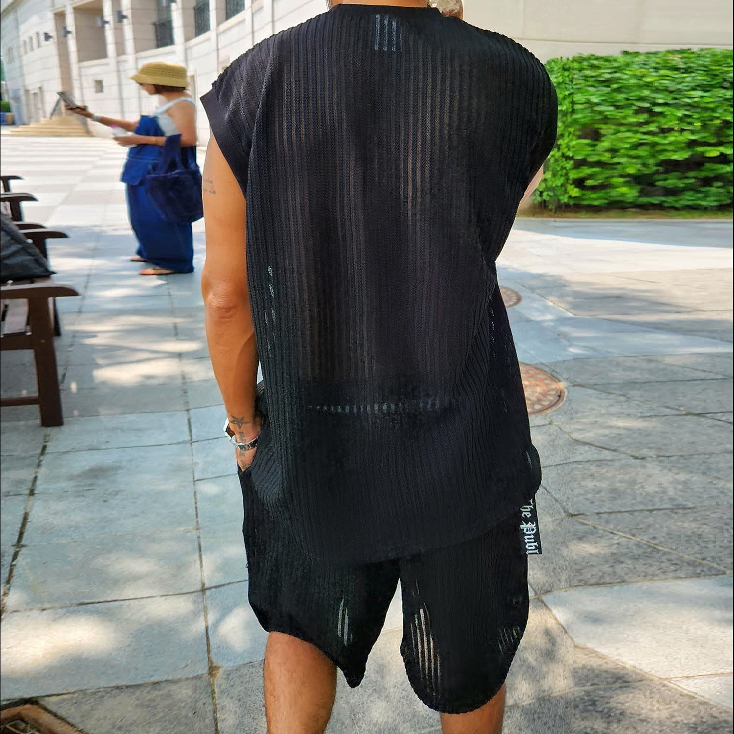Men's Textured Knit Lounge Set Relaxed Summer Shirt