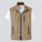 Men's Lightweight Gilet Zip Front Utility Vest Casual Layer