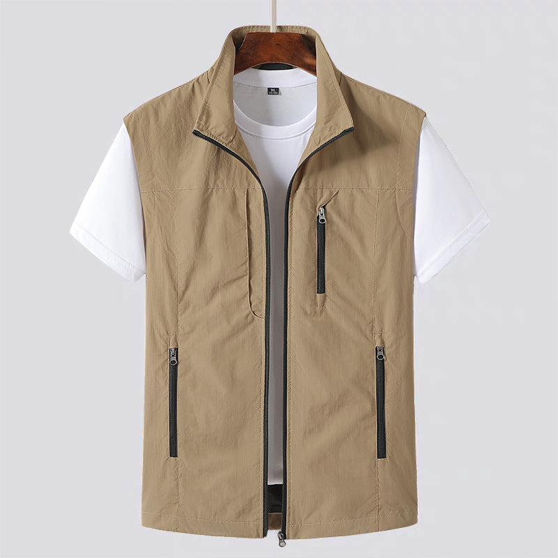 Men's Lightweight Gilet Zip Front Utility Vest Casual Layer