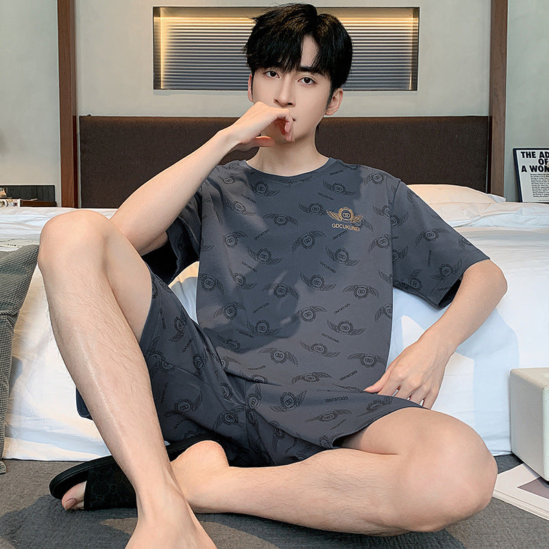Men's Printed Cotton Lounge Shorts and Relaxed Sleepwear Set