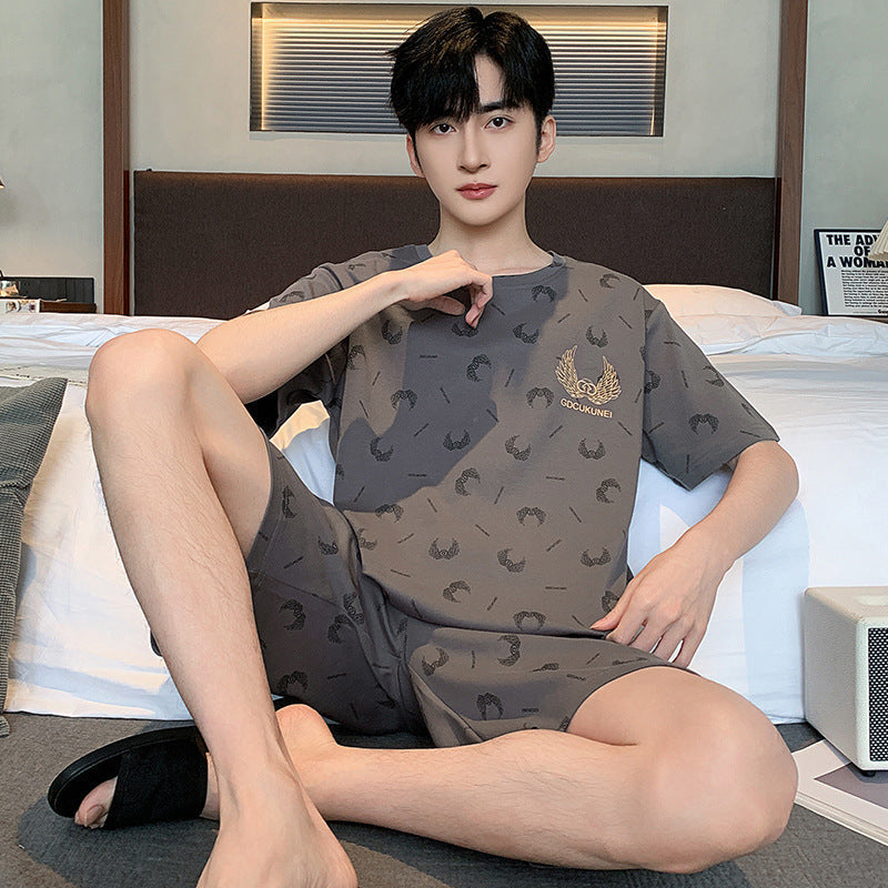 Men's Printed Cotton Lounge Shorts and Relaxed Sleepwear Set
