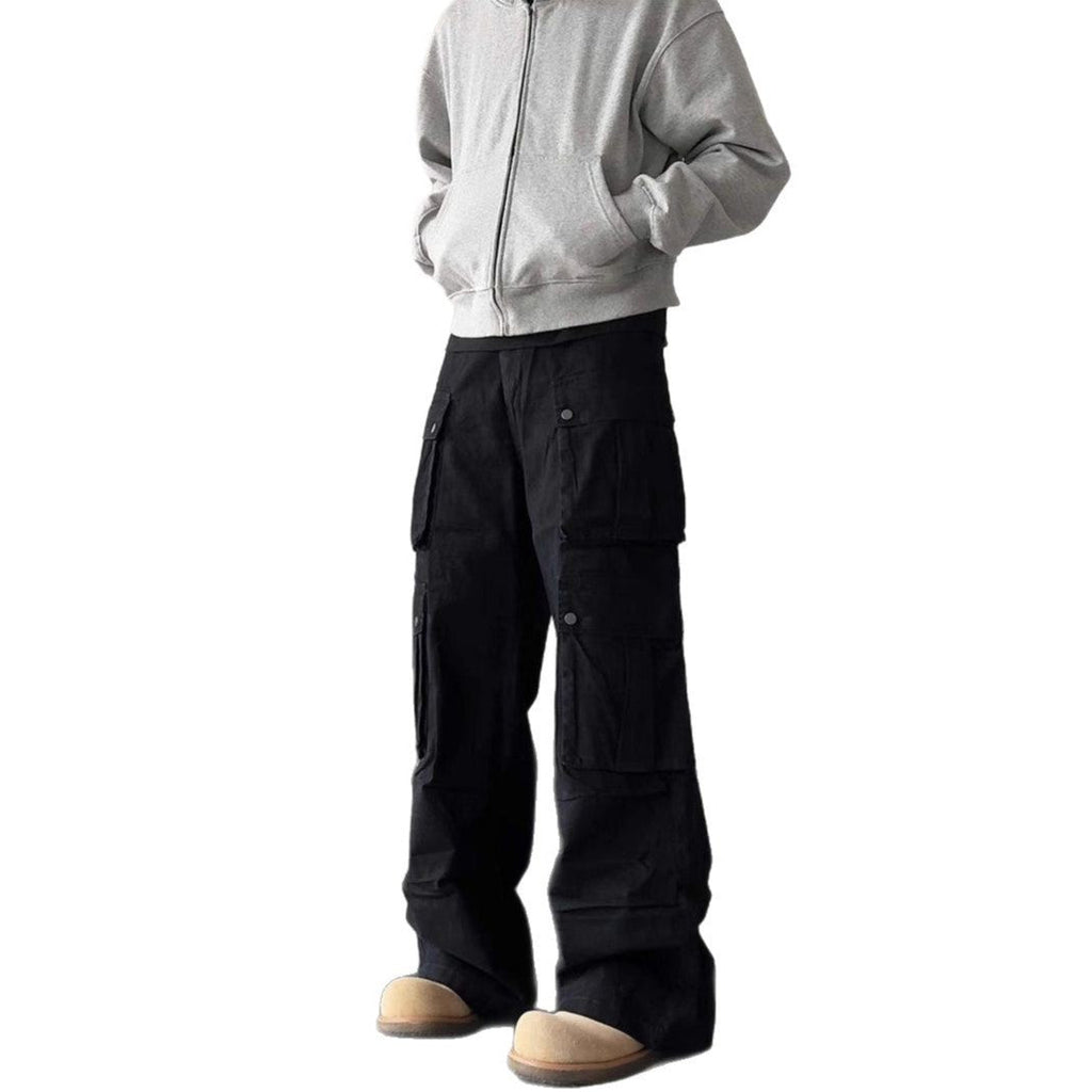 Men's Multi Pocket Wide Leg Cargo Trousers