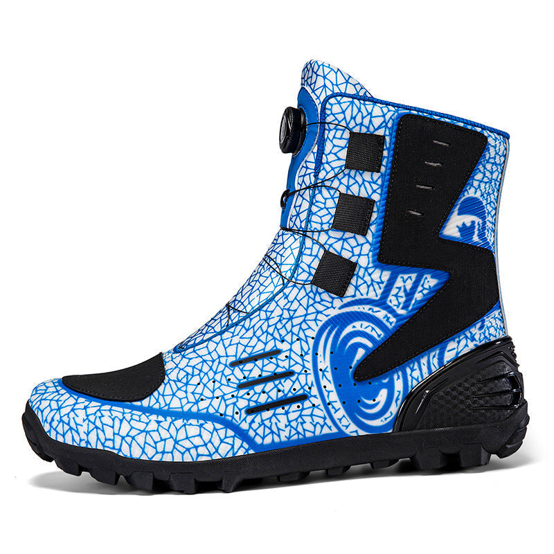 Men's High Top Printed Motorcycle Grip Touring Boots