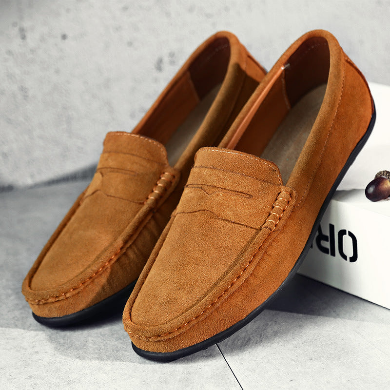 Men's Suede Penny Loafers Refined Slip On Casual Shoes
