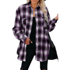 Women's Flannel Check Shirt Jacket With Pockets