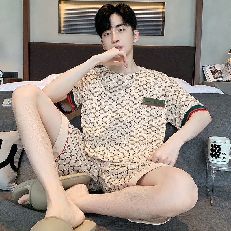 Men's Printed Cotton Lounge Shorts and Relaxed Sleepwear Set