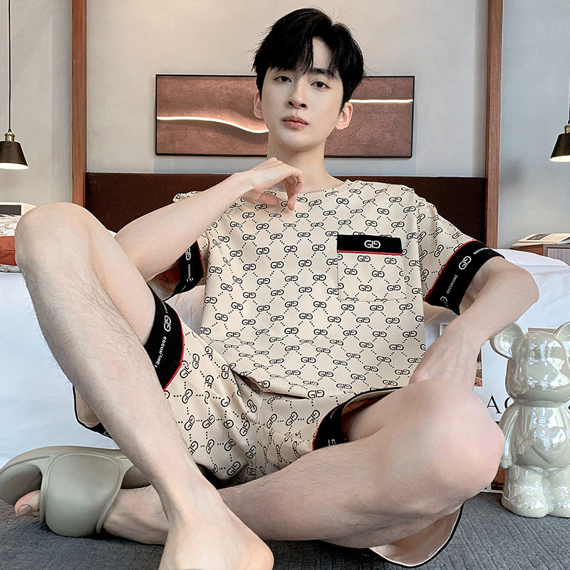 Men's Printed Cotton Lounge Shorts and Relaxed Sleepwear Set