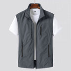 Men's Lightweight Gilet Zip Front Utility Vest Casual Layer