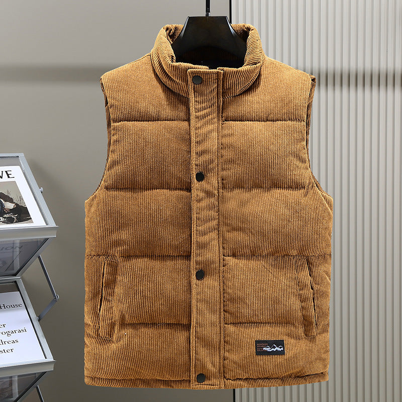 Men's Padded Corduroy Gilet High Collar Bodywarmer for Autumn