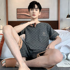 Men's Printed Cotton Lounge Shorts and Relaxed Sleepwear Set