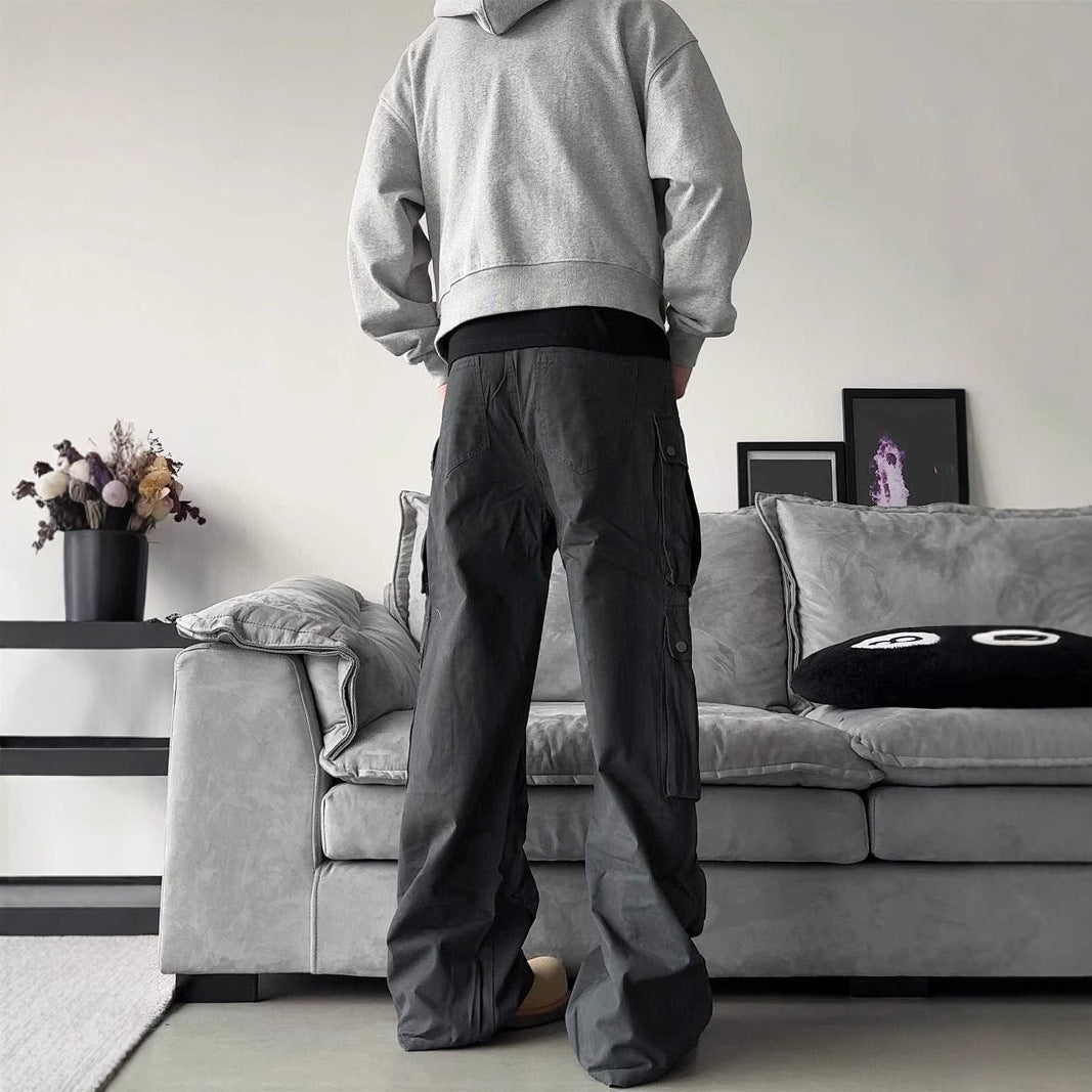 Men's Multi Pocket Wide Leg Cargo Trousers