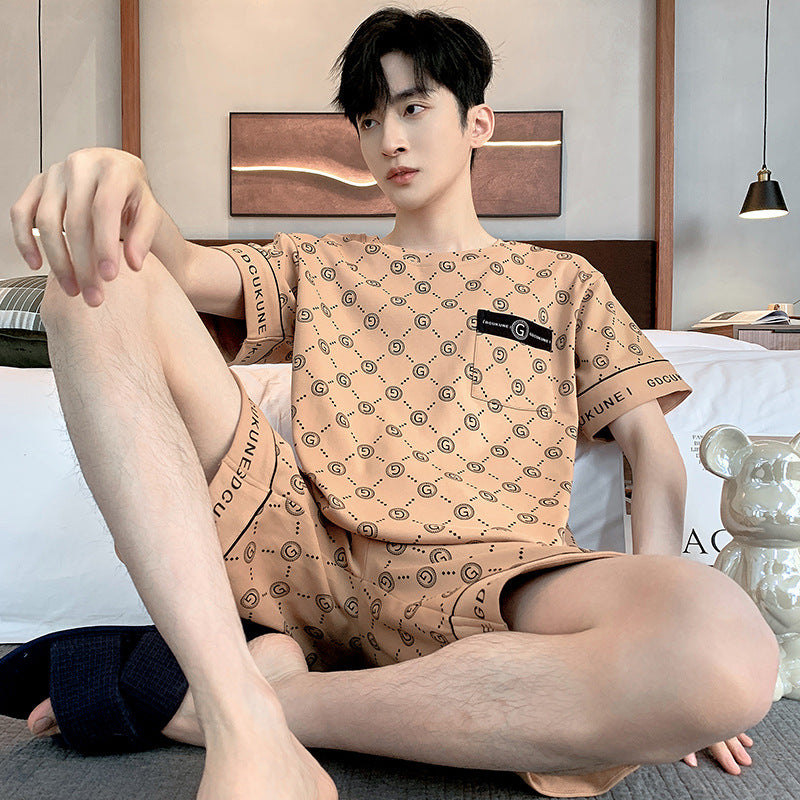Men's Printed Cotton Lounge Shorts and Relaxed Sleepwear Set